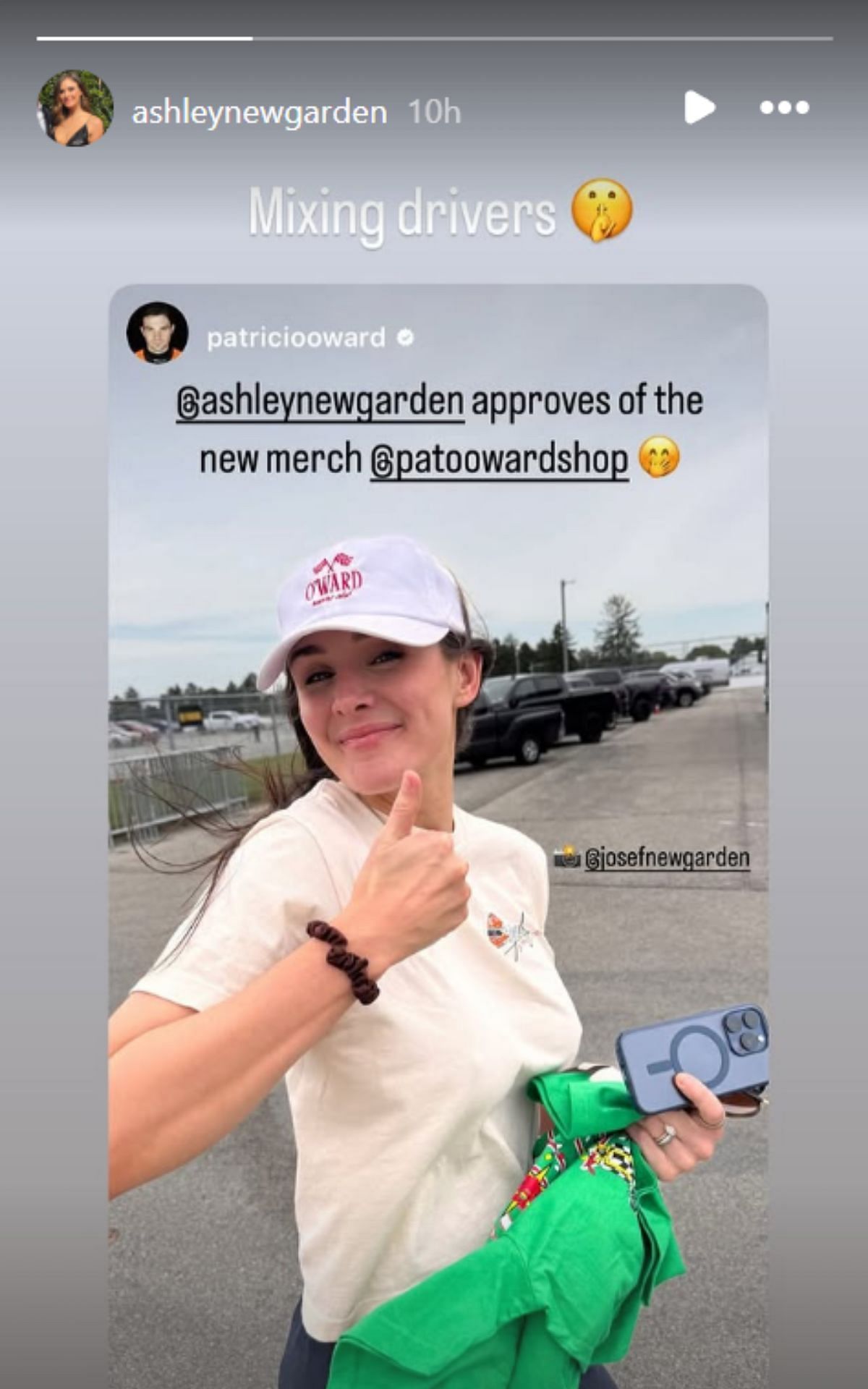 Screengrab of Ashley Newgarden's IG Story. Instagram/@ashleynewgarden